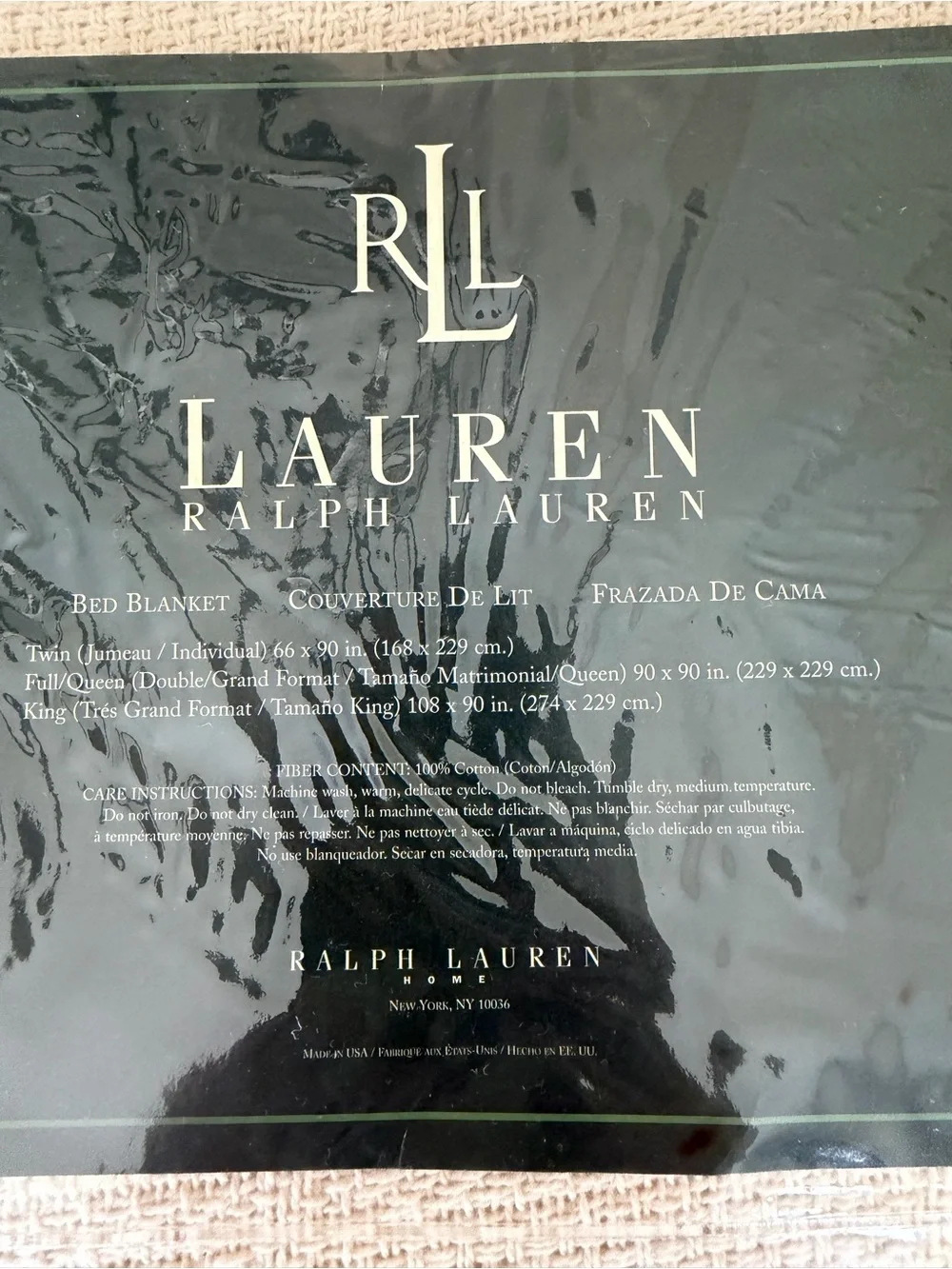 NWT Lauren Ralph Lauren Vintage Cream Textured Knit Bed Blanket ONE FULL/QUEEN